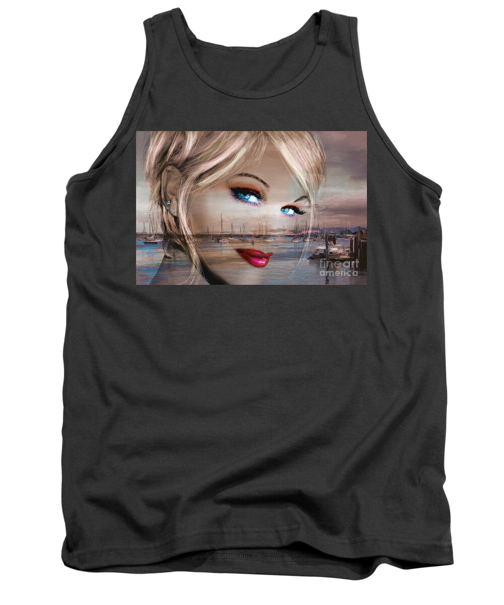 Angie Braun Tank Top featuring the painting Blue Eyes Bay by Angie Braun