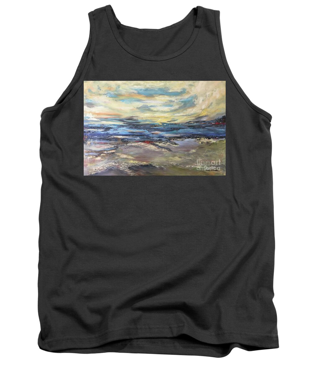 Painting Tank Top featuring the painting Blue horizon by Maria Karlosak