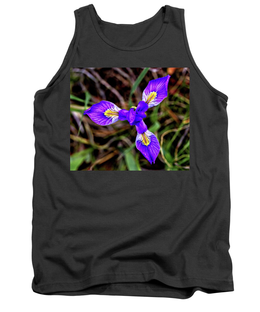 Flower Tank Top featuring the photograph Blue Iris by Bob Falcone