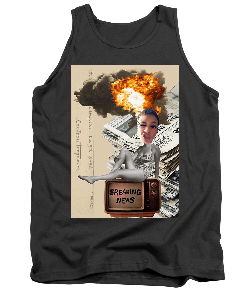 Collage Tank Top featuring the digital art Breaking News by Tanja Leuenberger