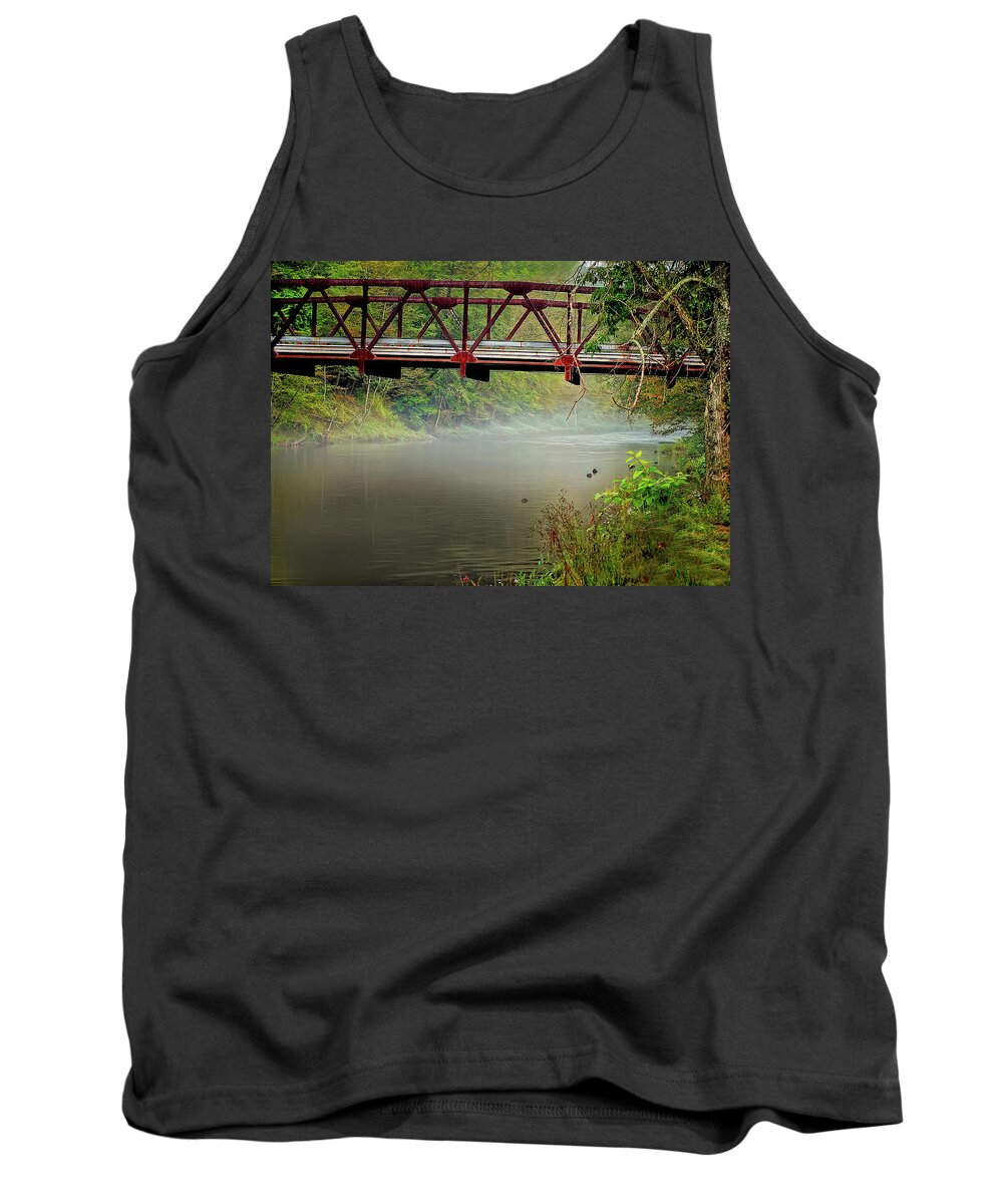 Stream Tank Top featuring the photograph Bridge over a trout stream by Cordia Murphy