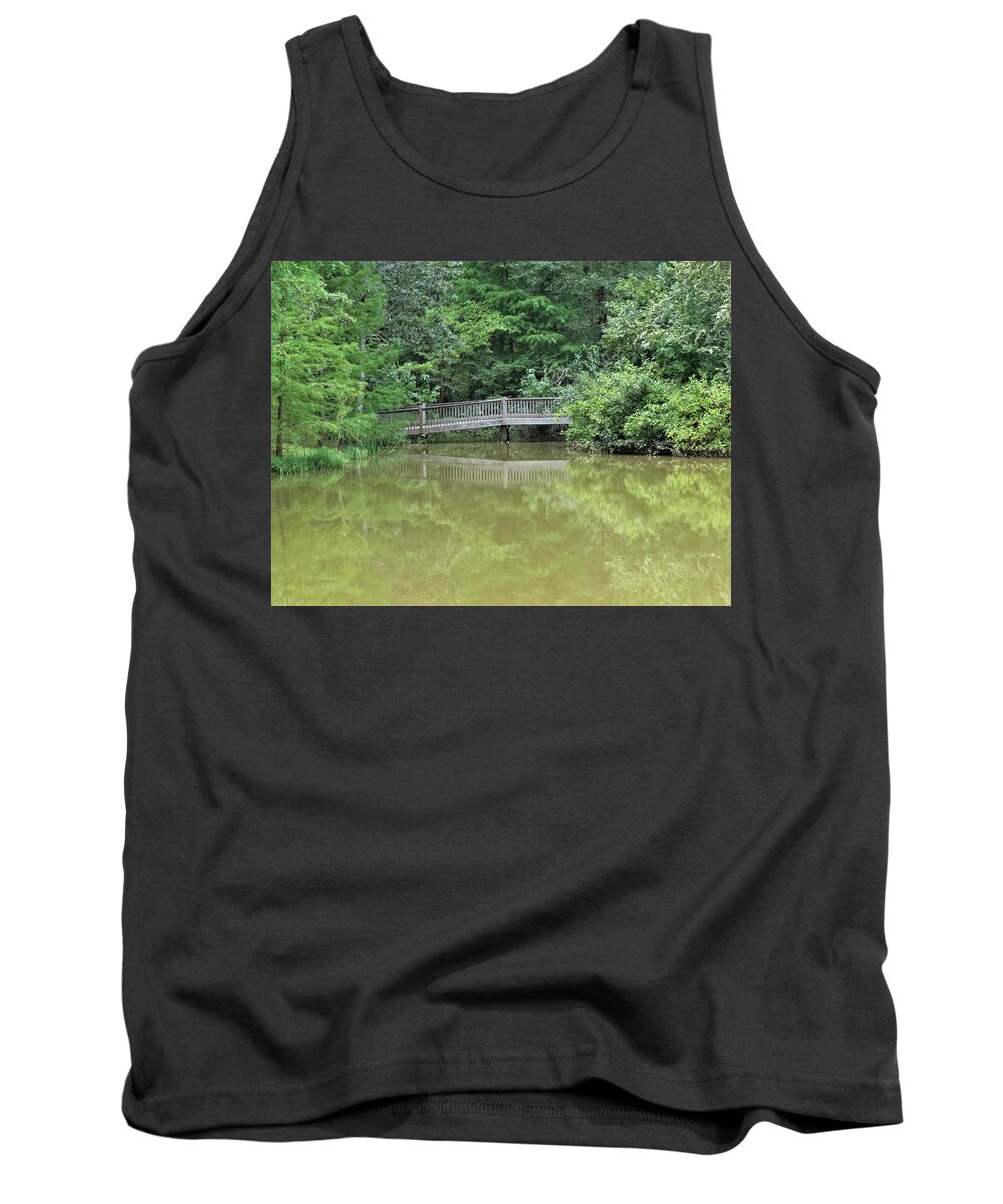 Pond Tank Top featuring the photograph Bridging The Gap by Ed Williams