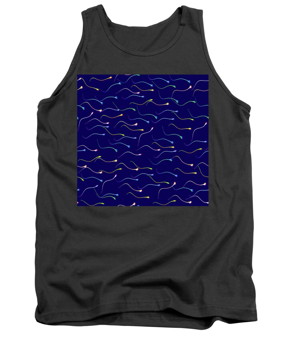 Cells Tank Top featuring the digital art Bright Sperm by Russell Kightley