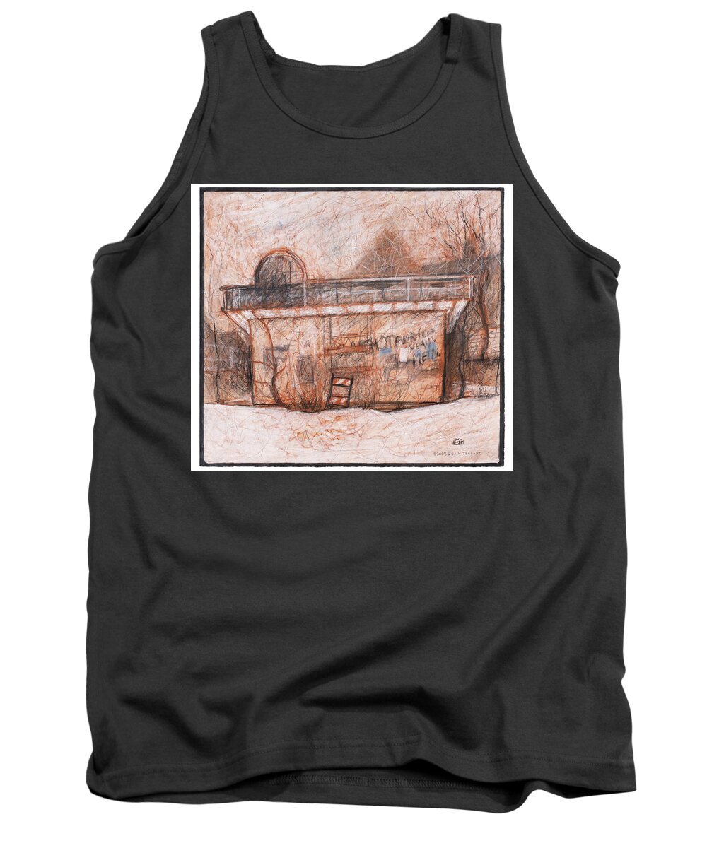 Architecture Tank Top featuring the drawing Broken Down by Lisa Tennant