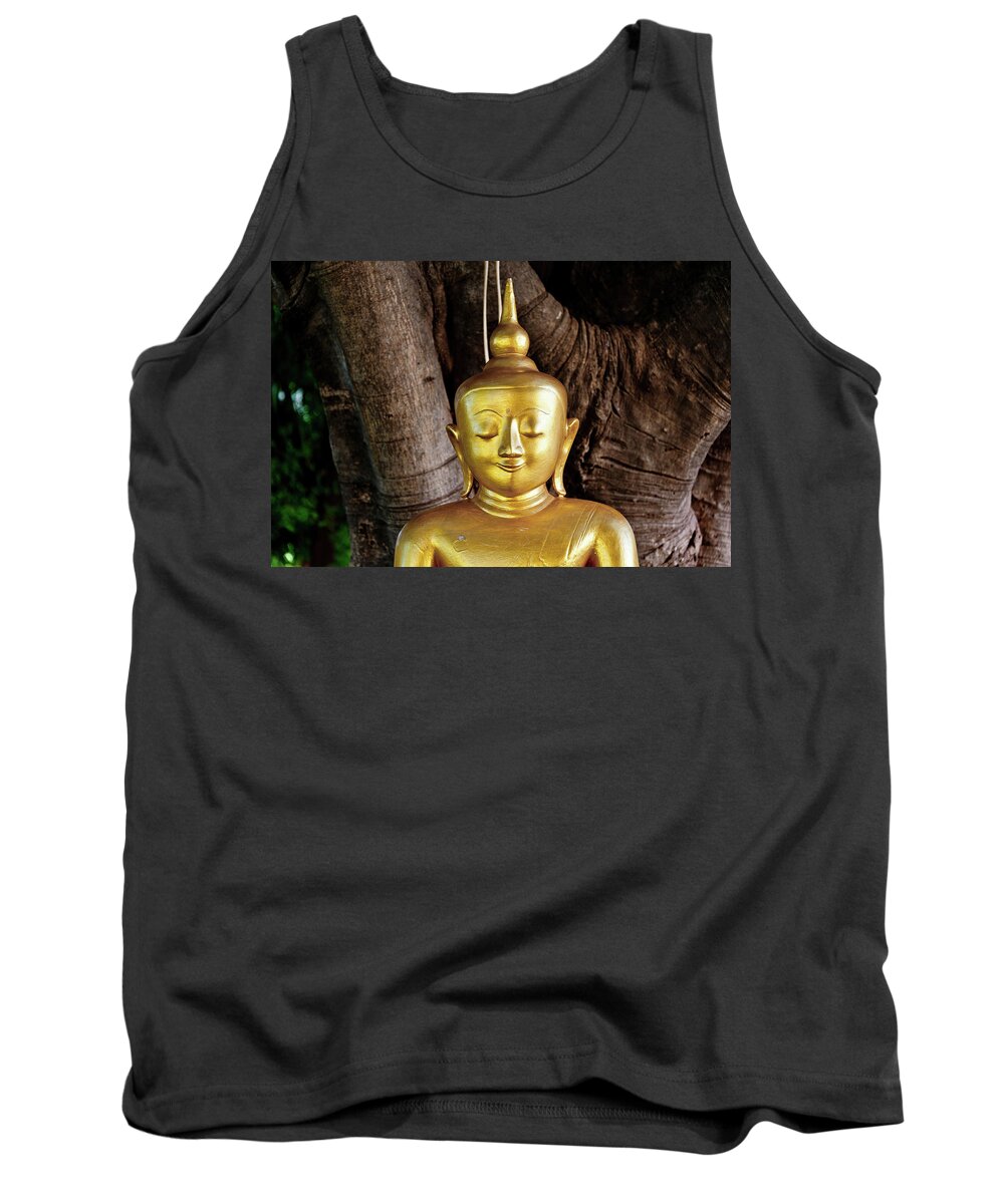 Birman Tank Top featuring the photograph Buddha under a tree, Myanmar by Lie Yim