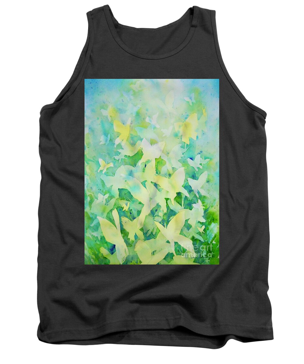 Watercolor Tank Top featuring the painting Butterfly Kaleidoscope X by Liana Yarckin