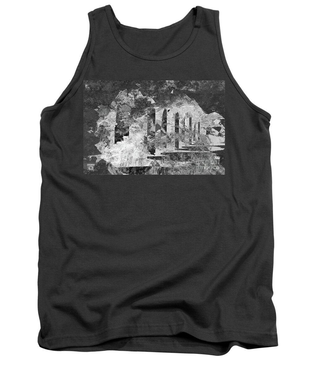 Black And White Tank Top featuring the digital art BW Monestary by Deb Nakano