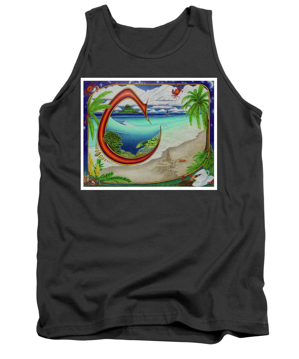 Kim Mcclinton Tank Top featuring the drawing C is for Coral by Kim McClinton