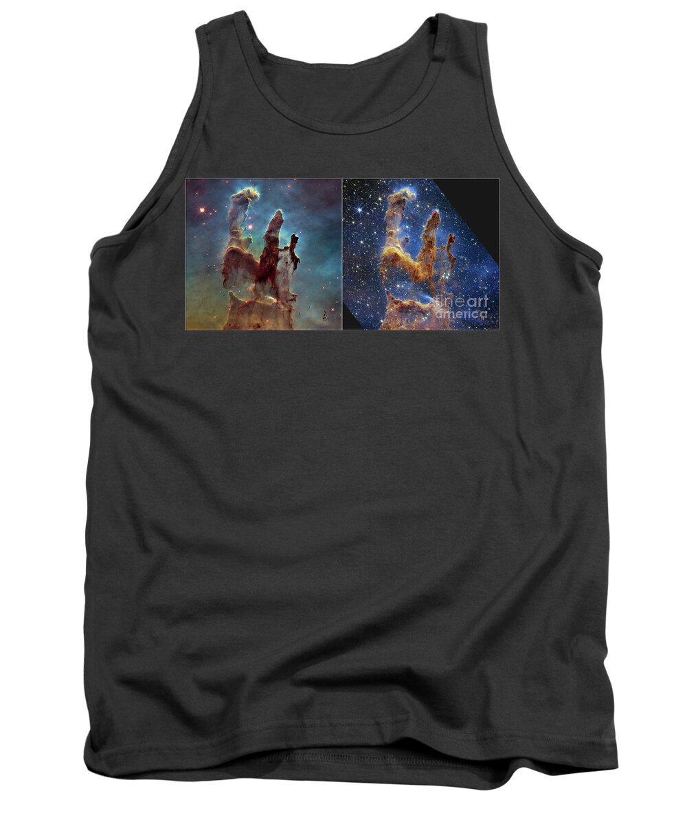August Tank Top featuring the photograph Pillars of Creation, JWST and Hubble images by Science Photo Library