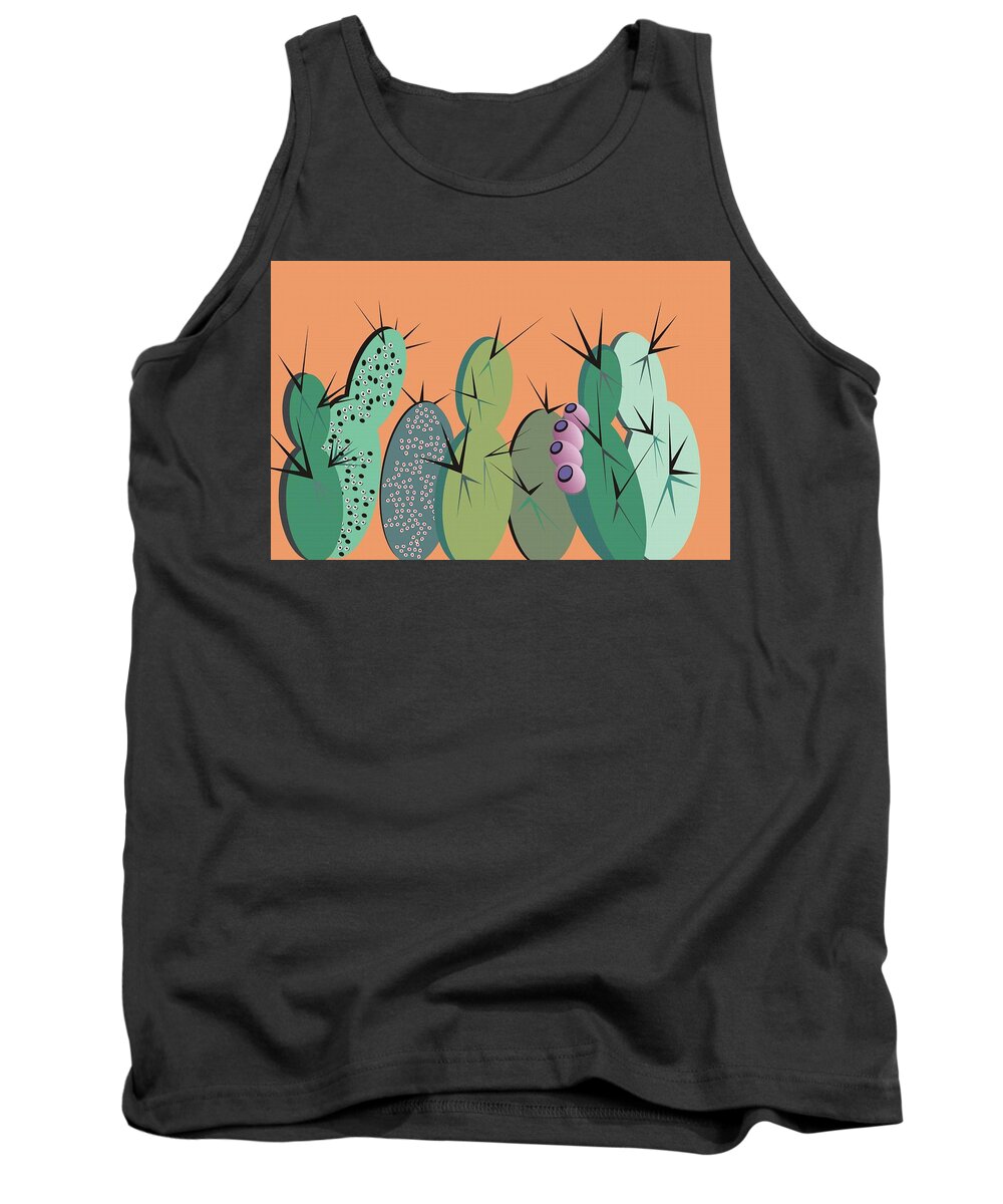 Cactus Tank Top featuring the digital art Cactus Party by Ted Clifton