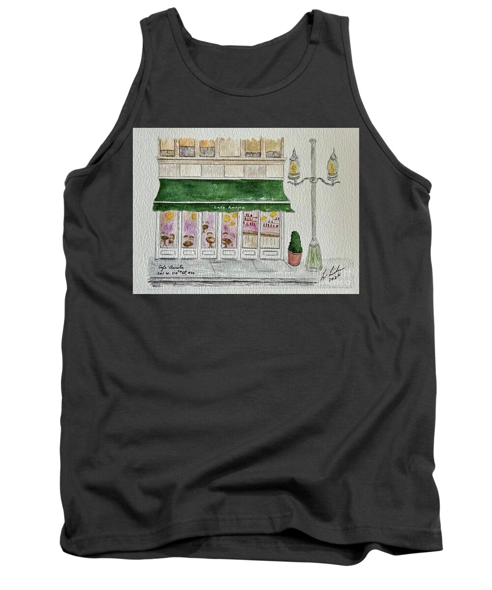 Cafe' Amrita Tank Top featuring the painting Cafe' Amrita by AFineLyne