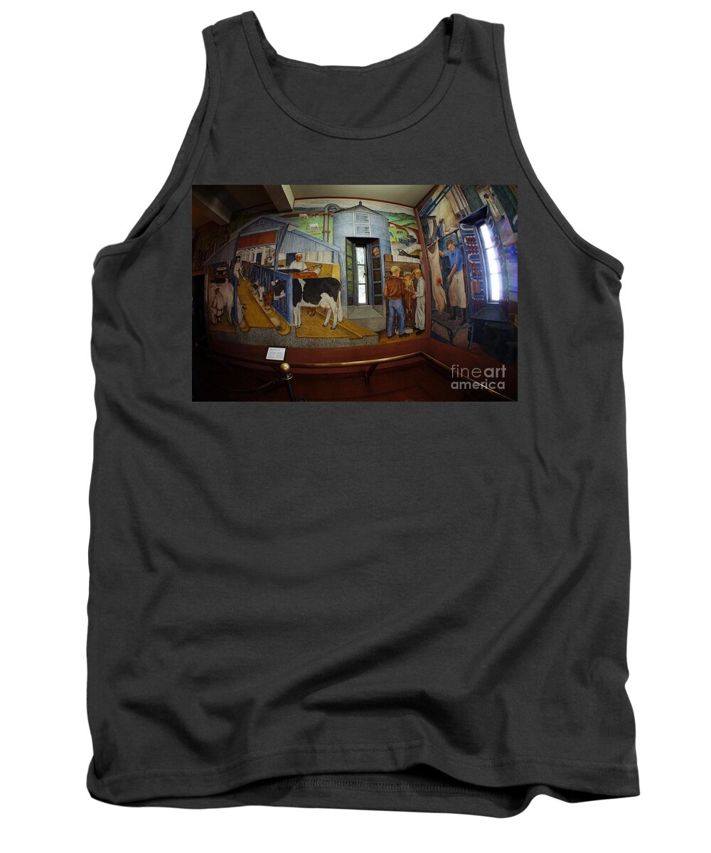 Coit Tower Murals Tank Top featuring the photograph California Agricultural History by Tony Lee