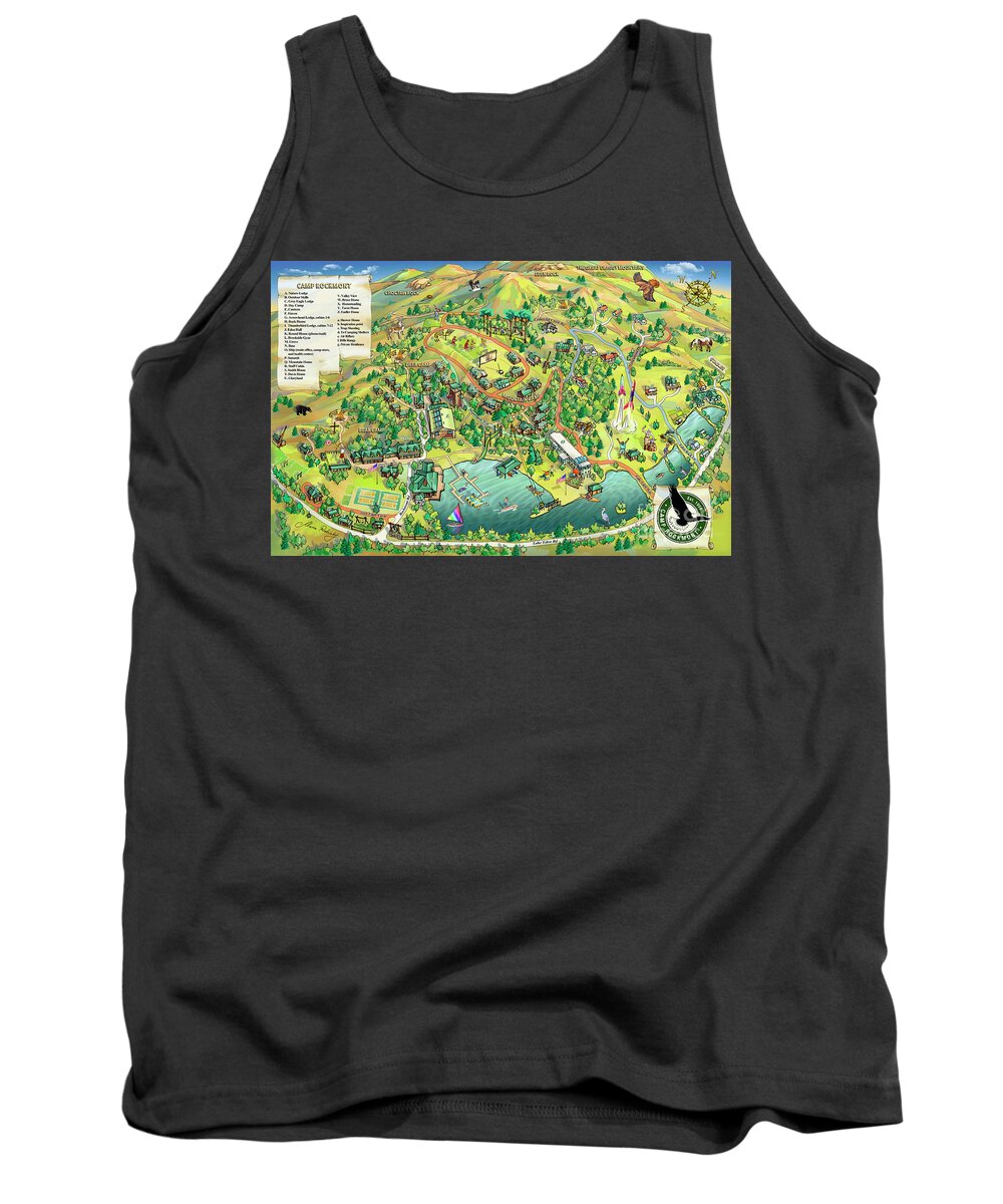 Camp Rockmont Map Illustration Tank Top featuring the digital art Camp Rockmont Map Illustration by Maria Rabinky