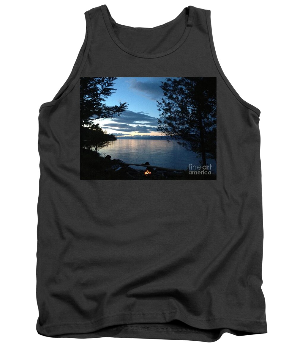  Tank Top featuring the photograph Campfire on the point by Eric Haines
