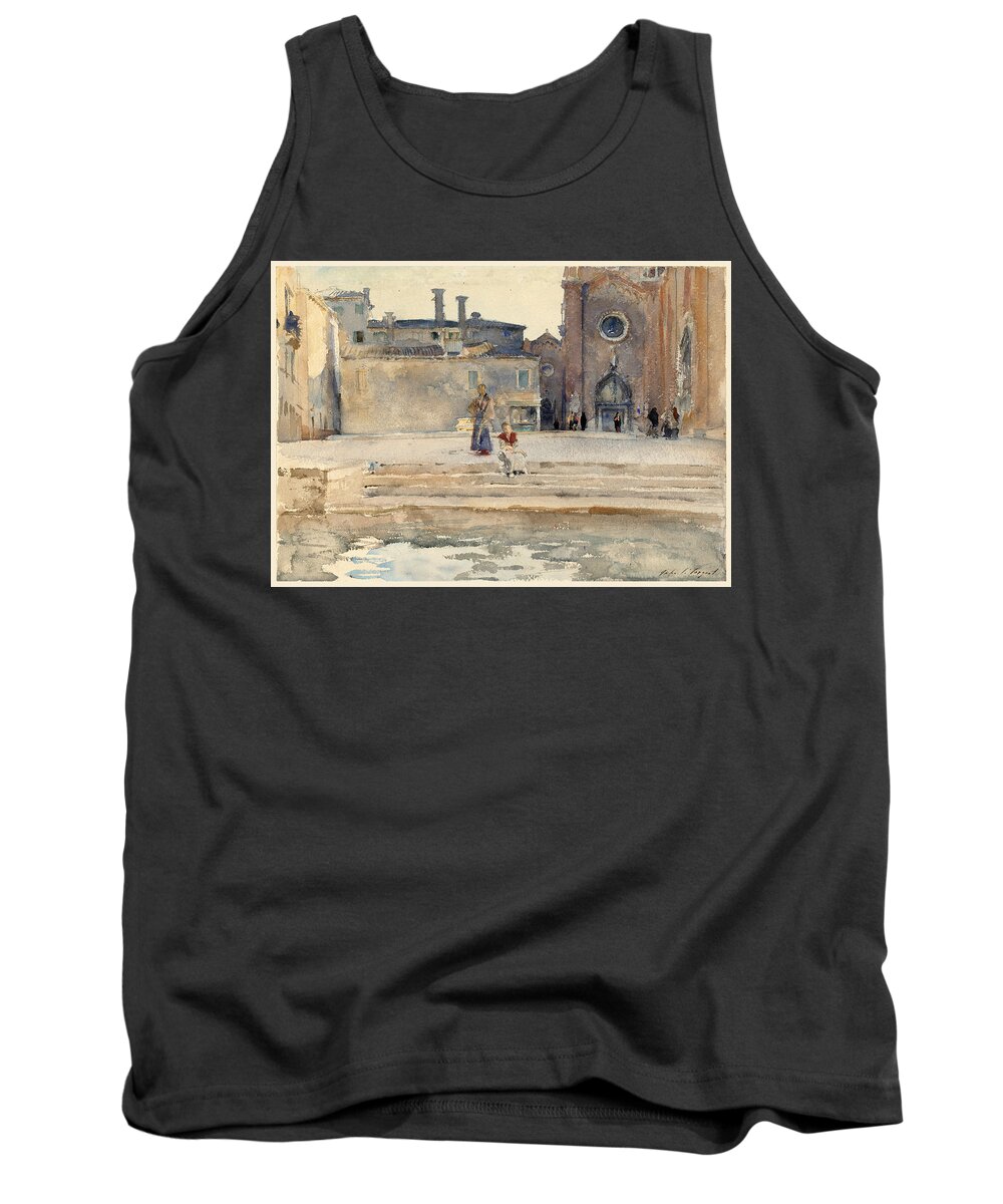John Singer Sargent Tank Top featuring the drawing Campo dei Frari, Venice by John Singer Sargent