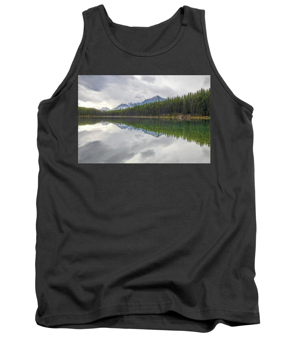 Canadian Rockies Reflection Lake Tank Top featuring the photograph Canadian Rockies Reflection Lake by Dan Sproul