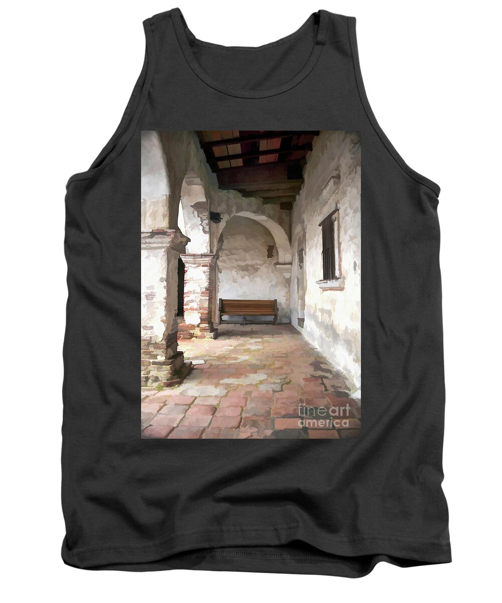 Capistrano Tank Top featuring the photograph Capistrano Bench by Sharon Foster