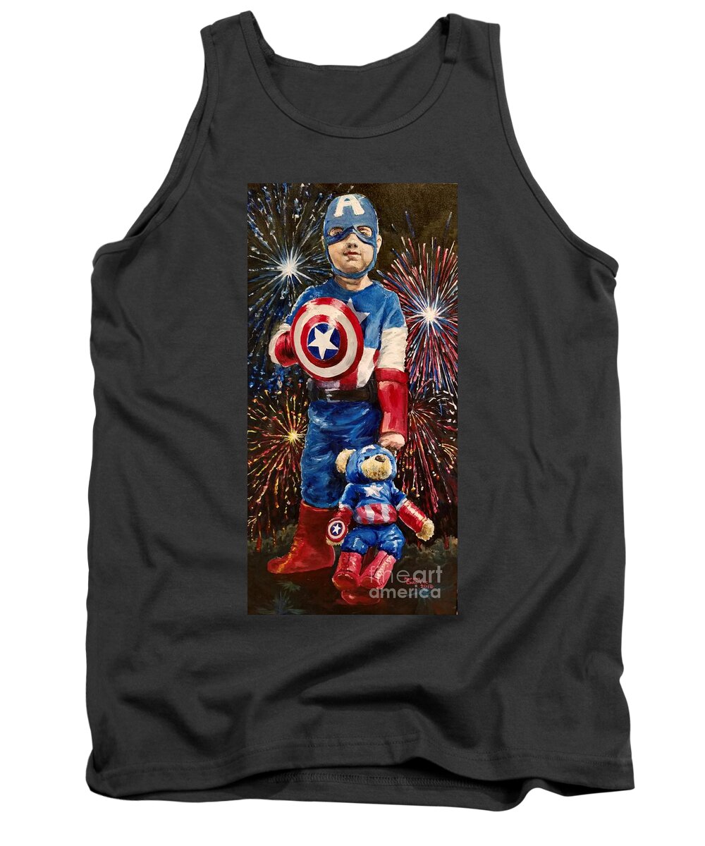 Boy Tank Top featuring the painting Captain Altan by Merana Cadorette