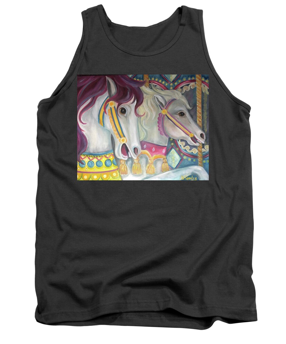 Carnaval Tank Top featuring the painting Carousel Horses by Barbara Landry