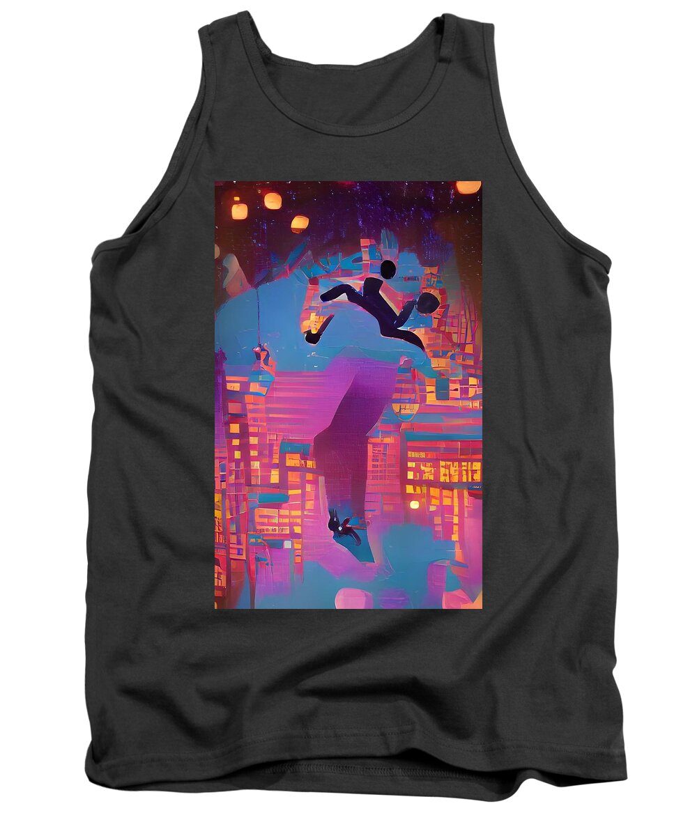  Tank Top featuring the digital art Cat on a Hot Tin Roof by Rod Turner