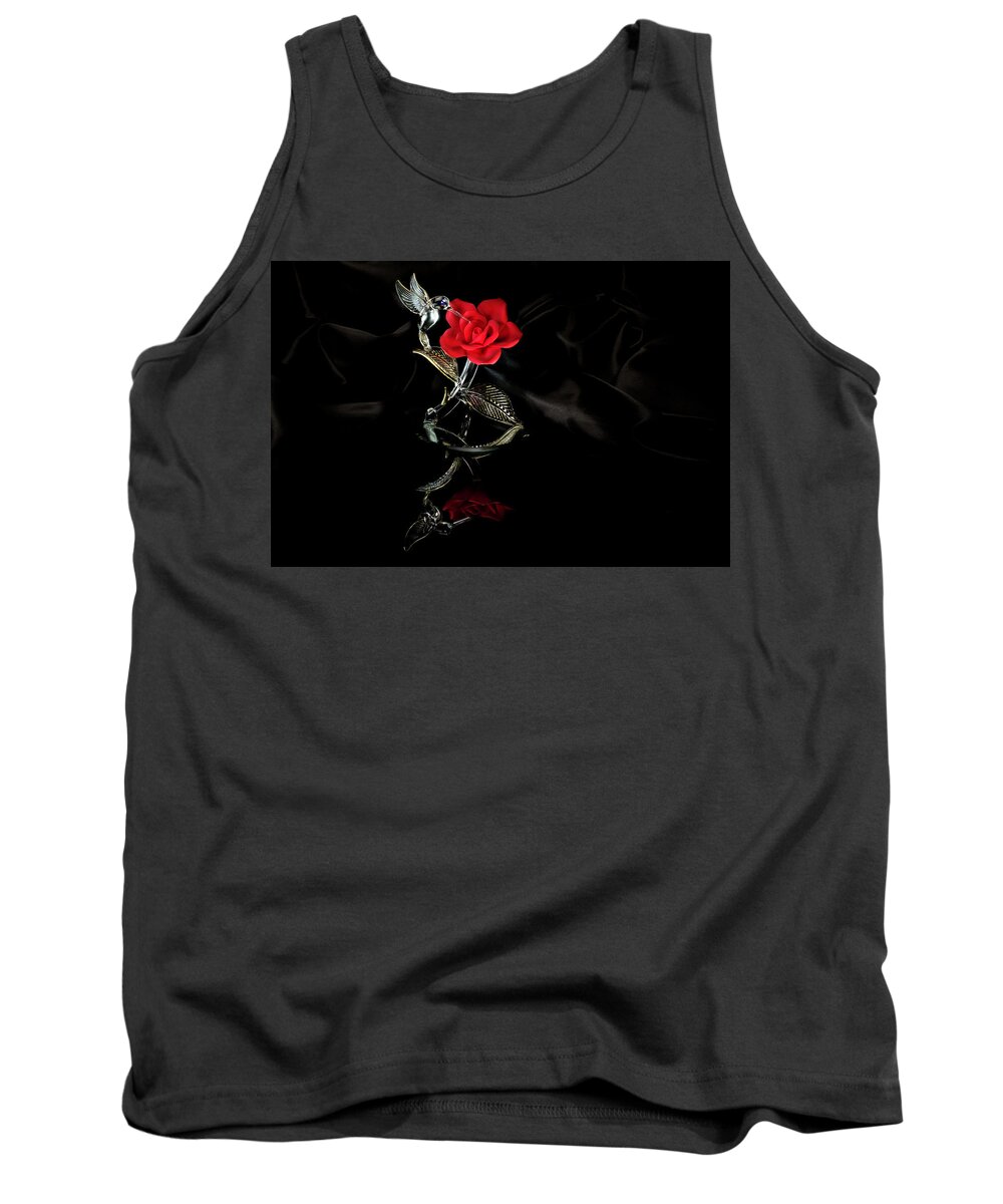 Lightpainted Rose Tank Top featuring the photograph Ceramic Rose by Steve Templeton