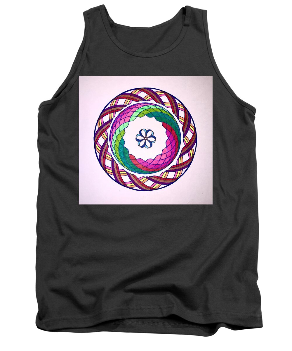 Spiral Tank Top featuring the drawing Chakra Series #5b by Steve Sommers