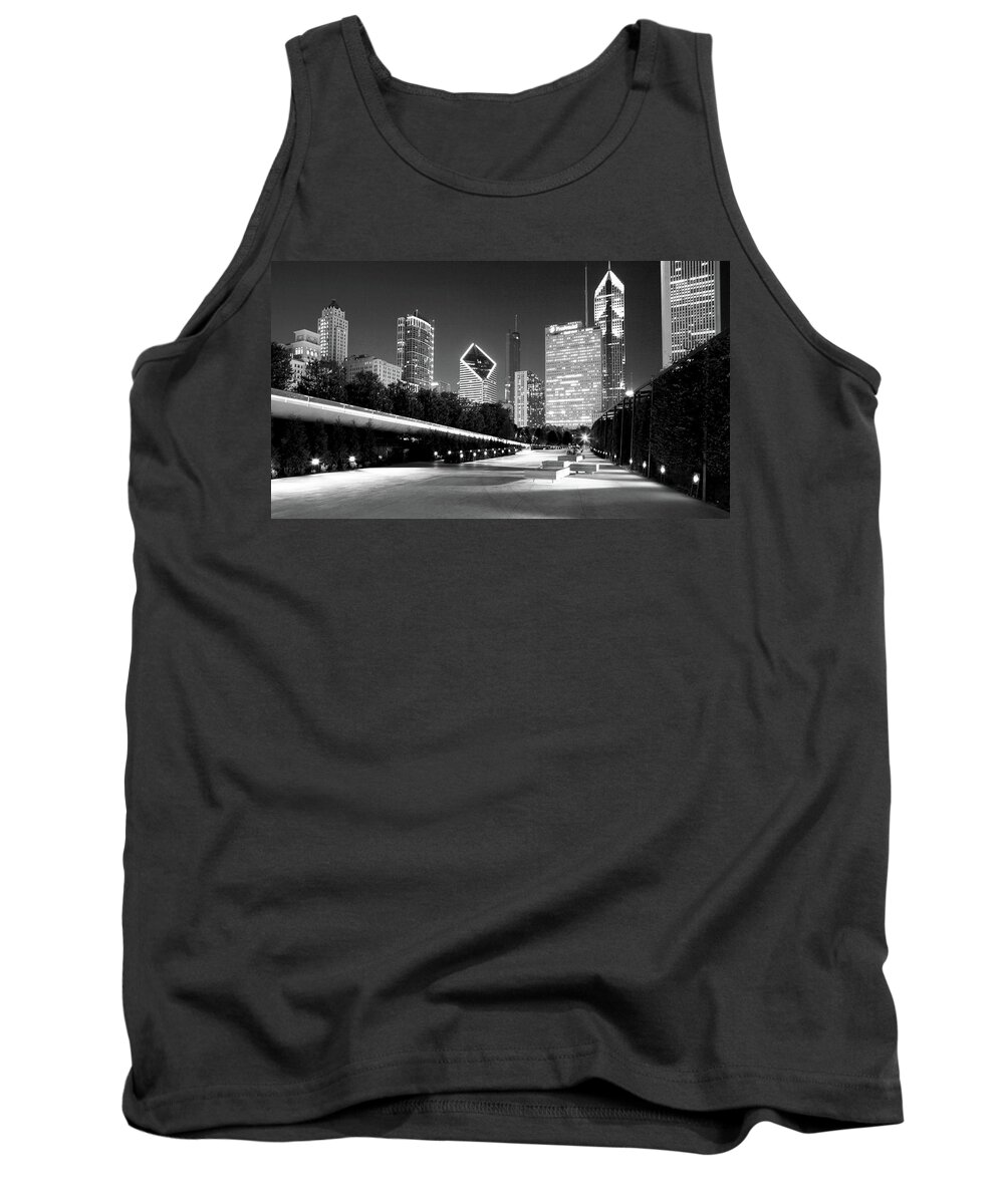 Architecture Tank Top featuring the photograph Chicago Night Lights Skyline by Patrick Malon