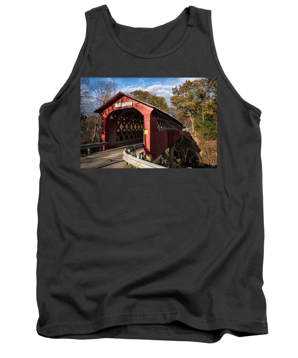 Covered Bridge Tank Top featuring the photograph Chiselville Bridge by Norman Reid