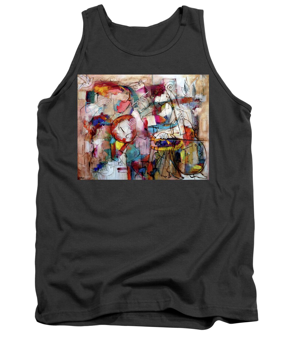 Figurative Tank Top featuring the painting Chorus For Creation by Jim Stallings