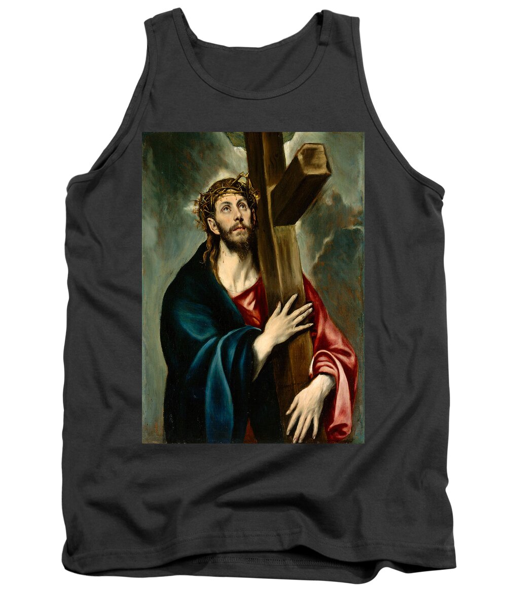 Jesus Tank Top featuring the painting Christ Carrying the Cross by Long Shot