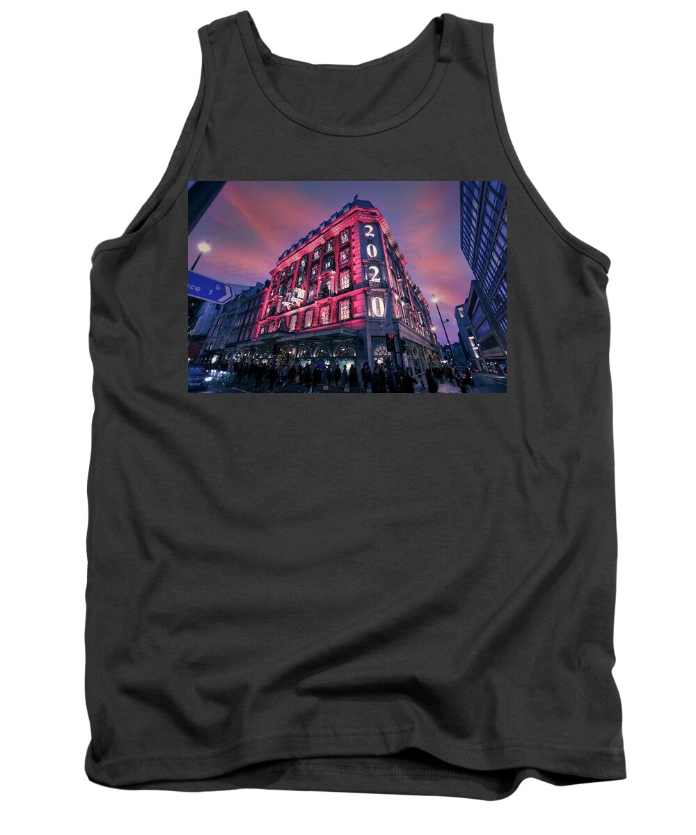 Sunset Tank Top featuring the photograph Christmas at Fortnum and Mason 2020 by Andrew Lalchan