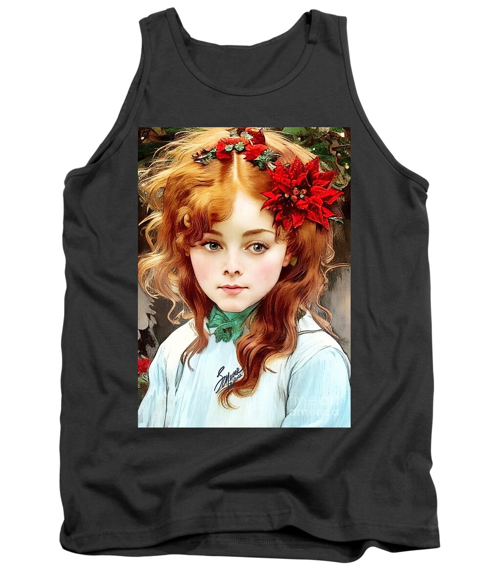 Christmas Art Tank Top featuring the digital art Christmas Girl by Stacey Mayer