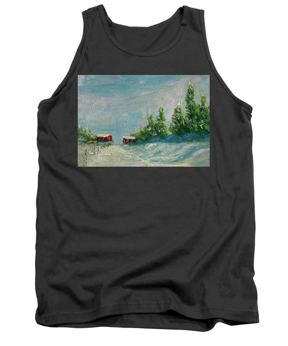 Christmas Tank Top featuring the painting Christmas in Cornwall by Tom Ward