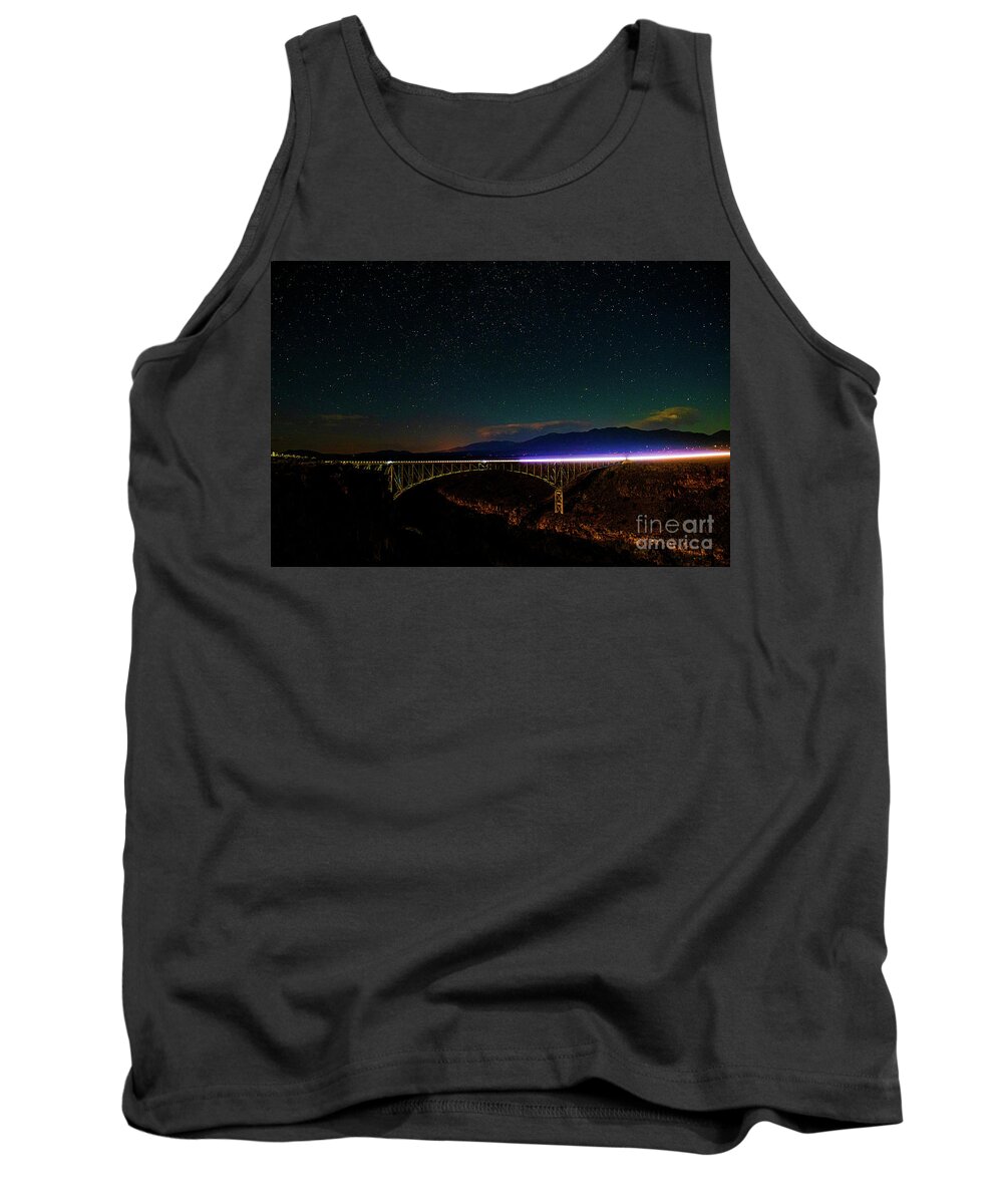 Taos Tank Top featuring the photograph Clear Starry Night at the Gorge Bridge by Elijah Rael