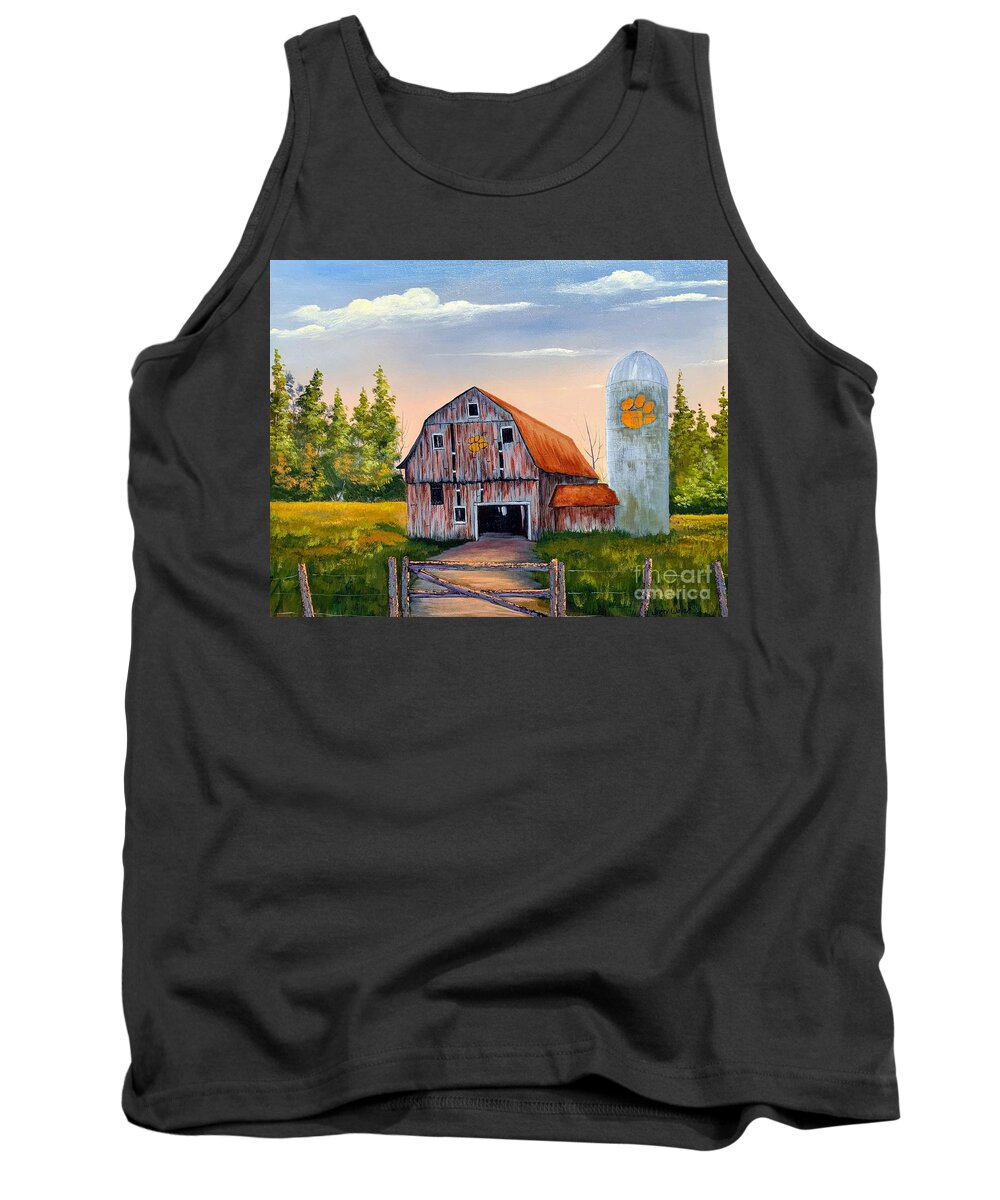 Silo Tank Top featuring the painting Clemson Silo by Jerry Walker