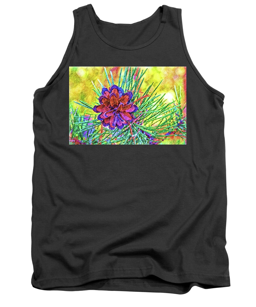 Art Tank Top featuring the digital art Colorful Cone Drawing by David Desautel