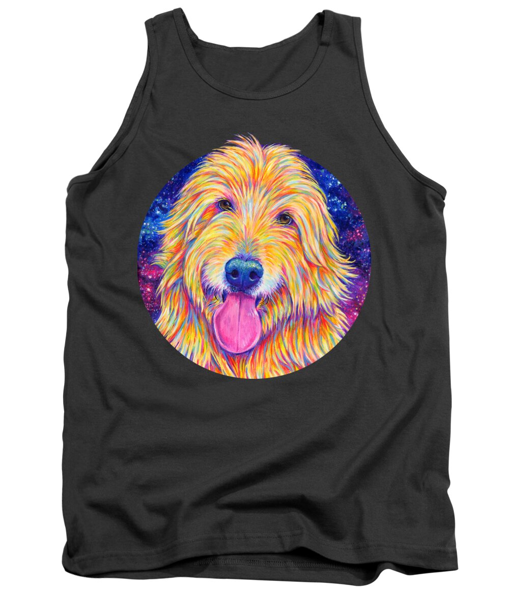 Goldendoodle Tank Top featuring the painting Colorful Rainbow Goldendoodle by Rebecca Wang
