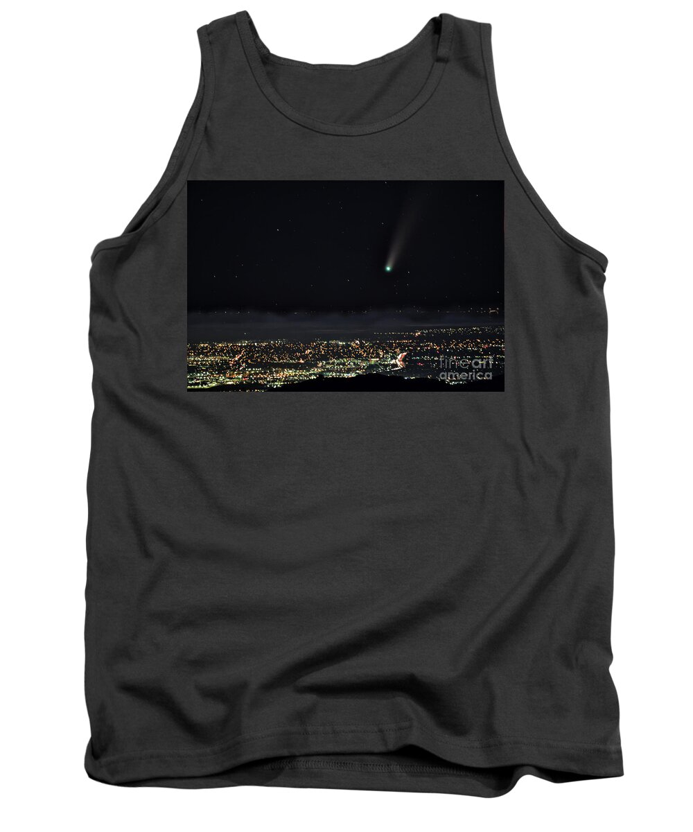 Comet Tank Top featuring the photograph Comet Neowise over San Francisco South Bay by Amazing Action Photo Video