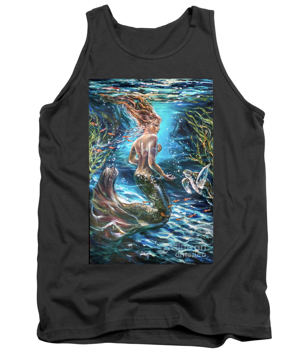 Ocean Tank Top featuring the painting Communication with a Friend by Linda Olsen
