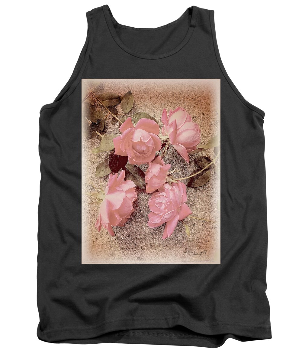 Roses Tank Top featuring the photograph Confab of the Pink by Rene Crystal