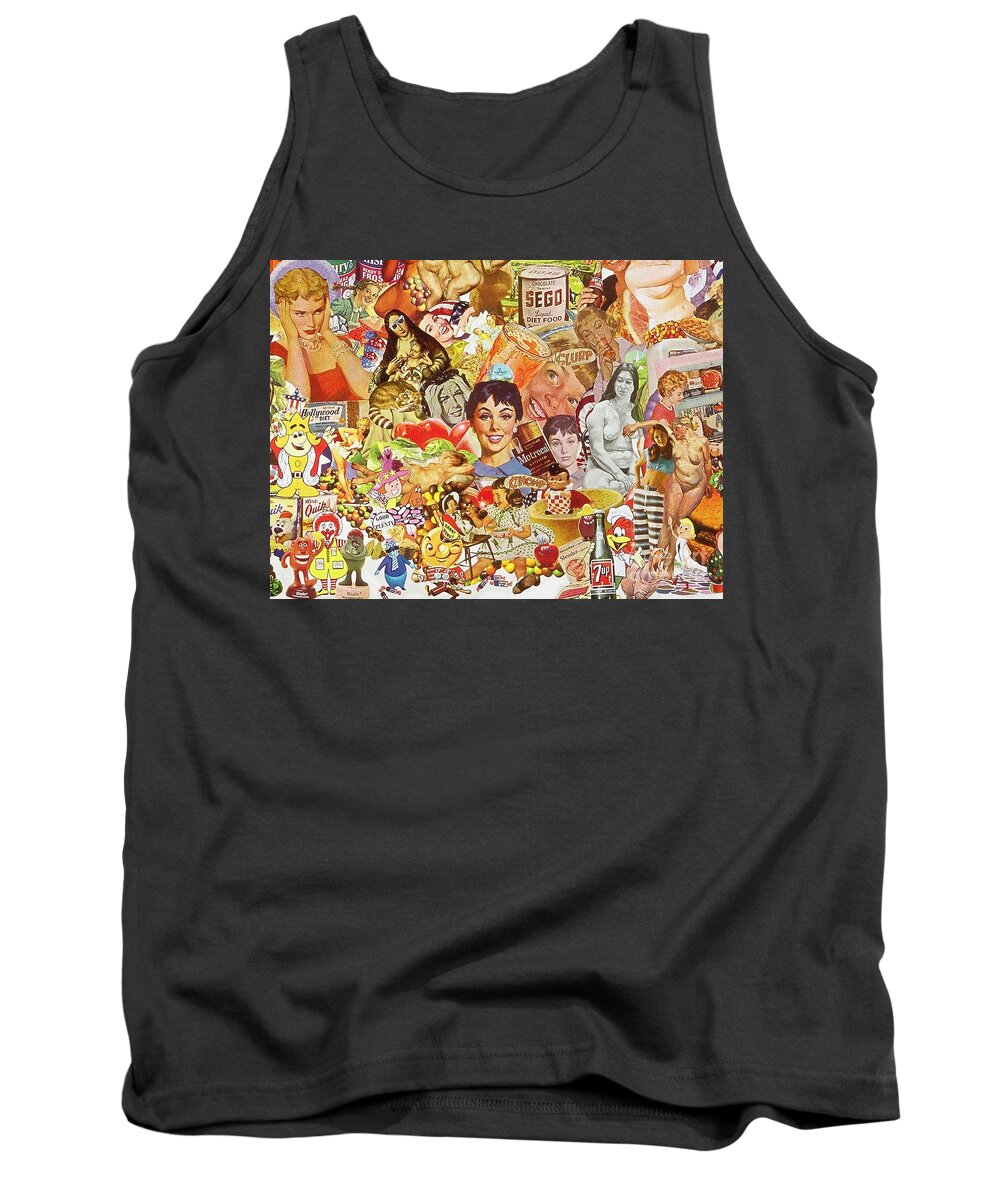 Food Tank Top featuring the mixed media Constant Cravings by Sally Edelstein