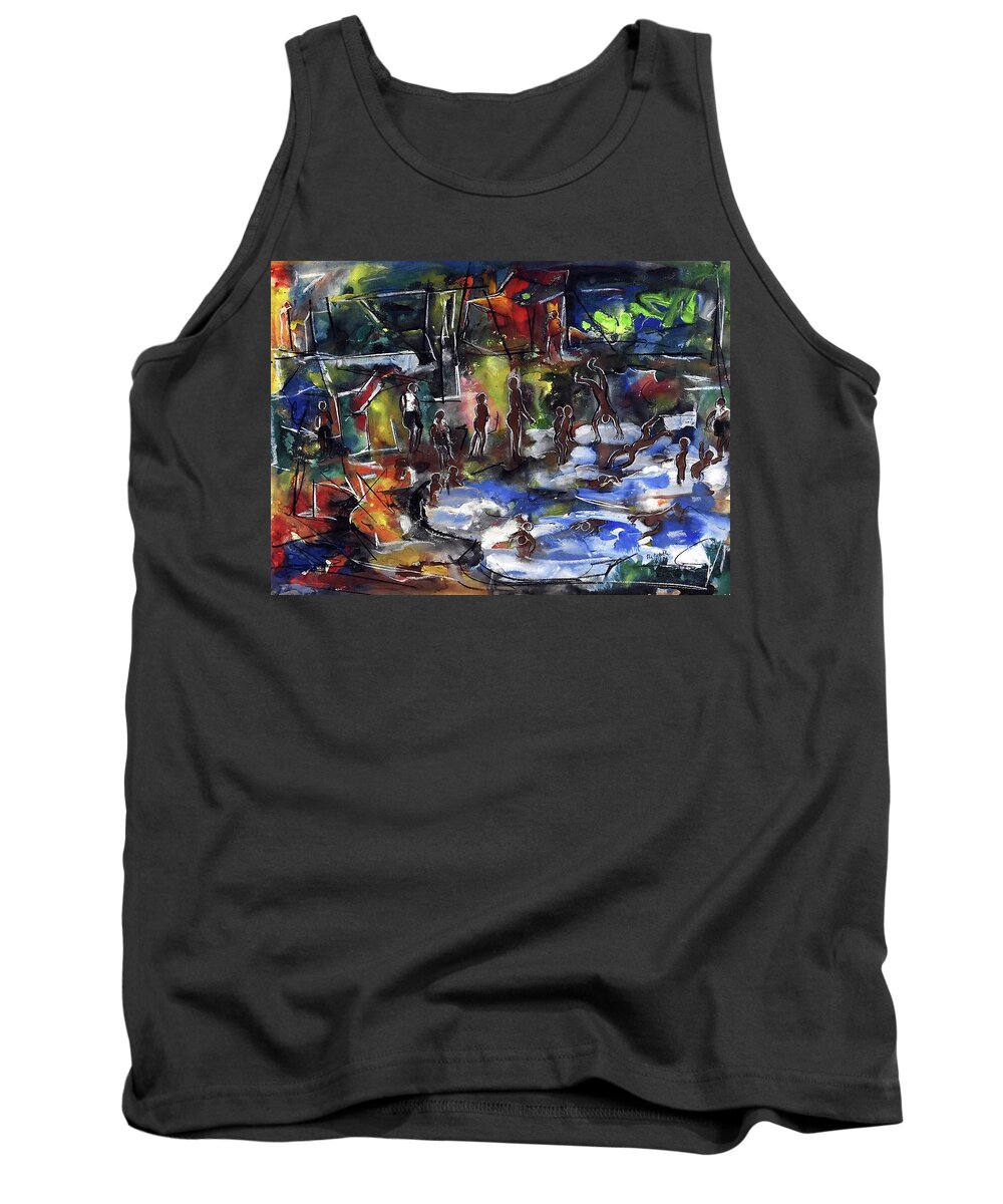 African Art Tank Top featuring the painting Cooling Off by Eli Kobeli 1932-1999