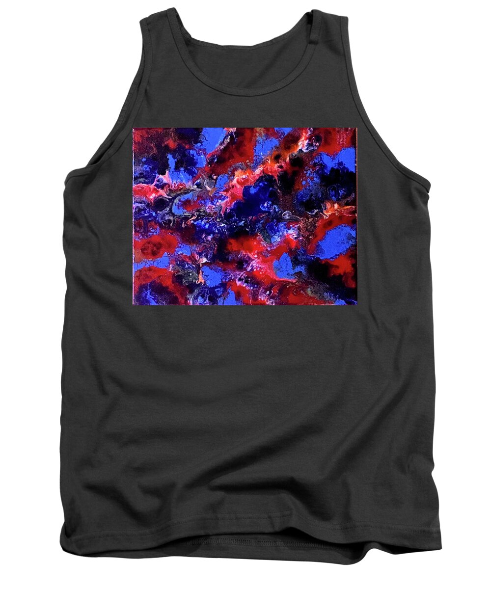 Abstract Tank Top featuring the painting Coral Reef by Pour Your heART Out Artworks