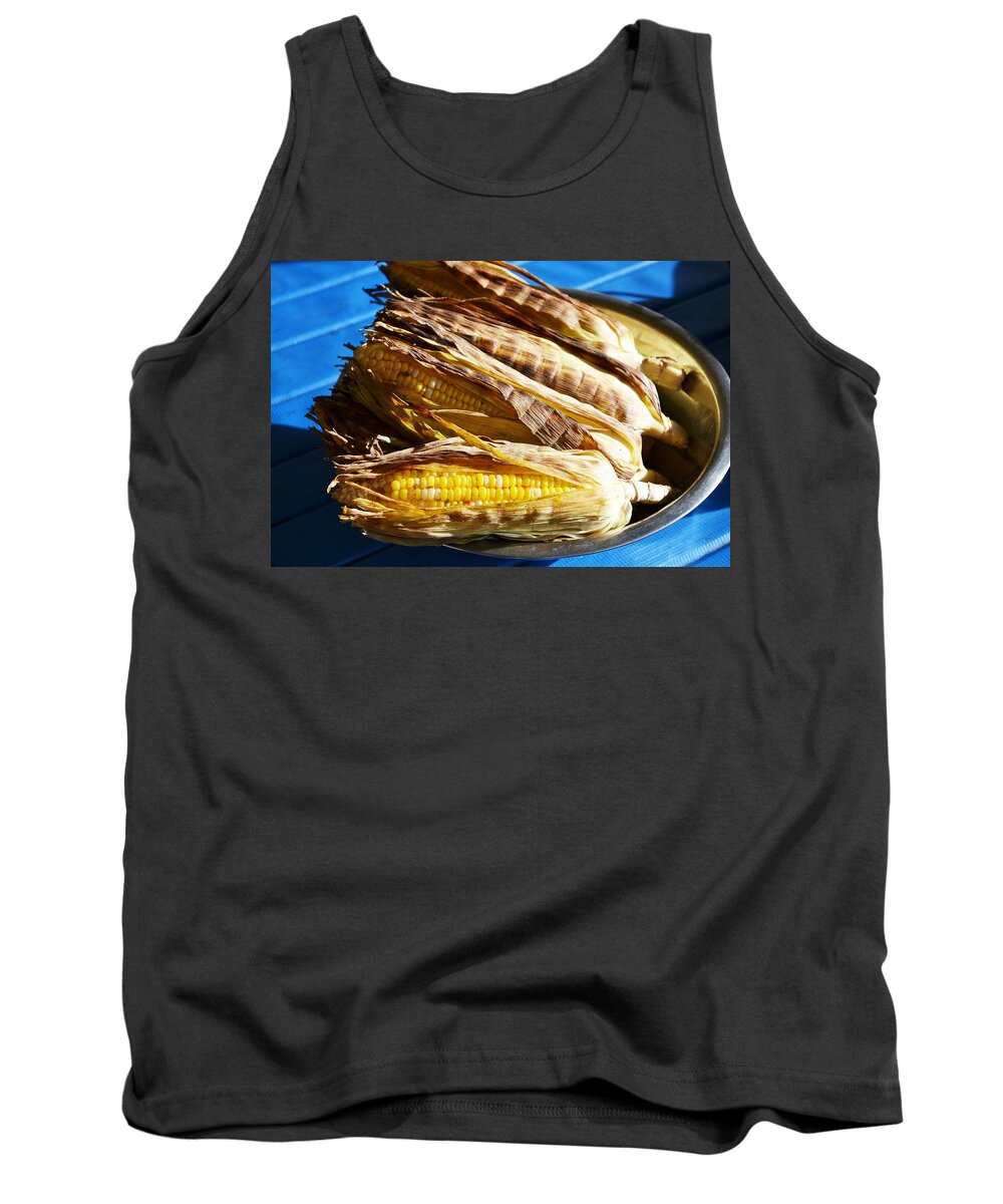 Food Photography Tank Top featuring the photograph Corn by Alden White Ballard