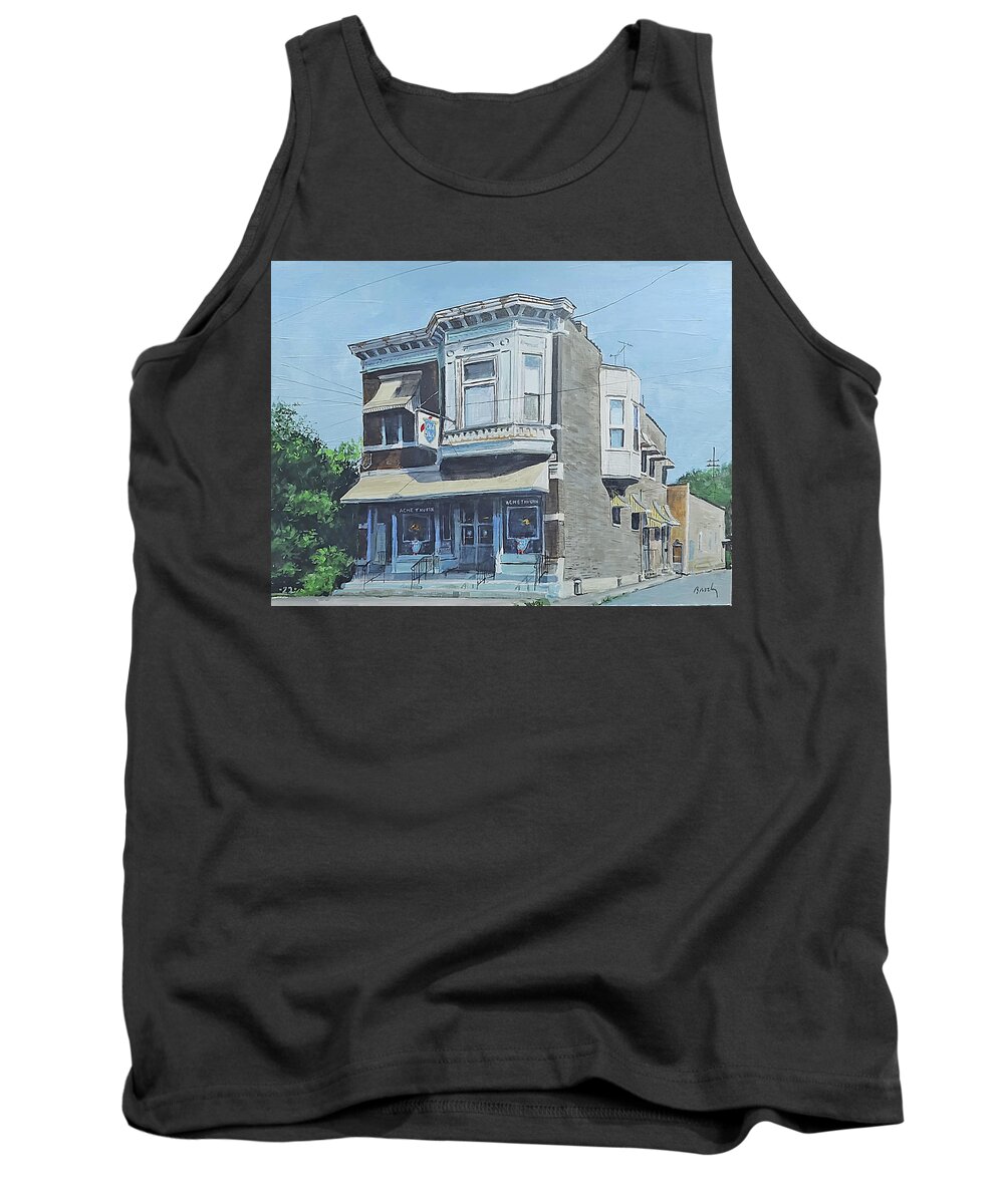 Americana Tank Top featuring the painting Corner Bar by William Brody