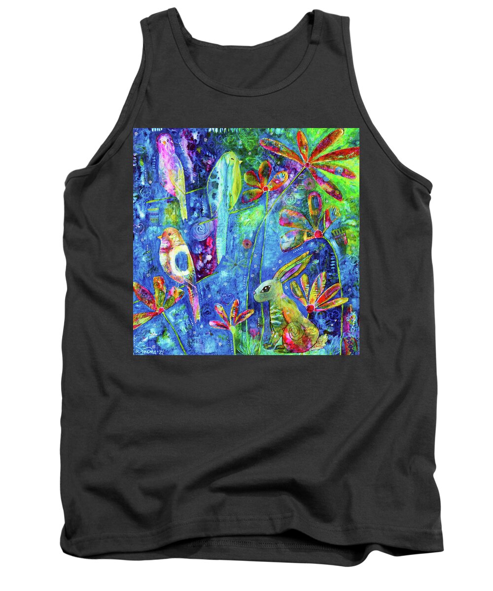 Whimsical Tank Top featuring the painting Cosmic Garden by Winona's Sunshyne