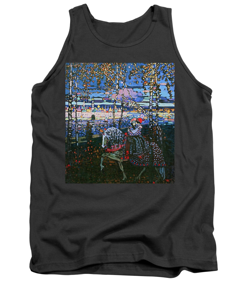 Wassily Kandinsky Tank Top featuring the painting Couple Riding by Wassily Kandinsky