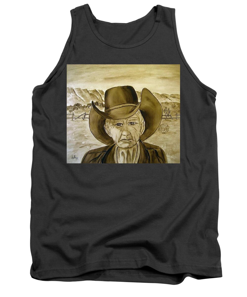 Cowboy Tank Top featuring the painting Cowboy Tex by Kelly Mills