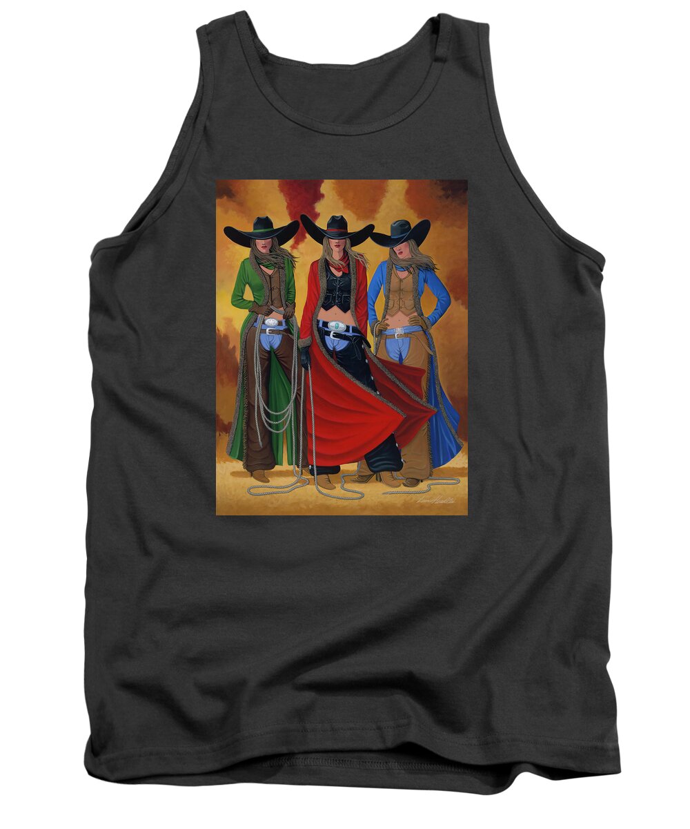 Cowgirl Tank Top featuring the painting Cowgirl Up by Lance Headlee