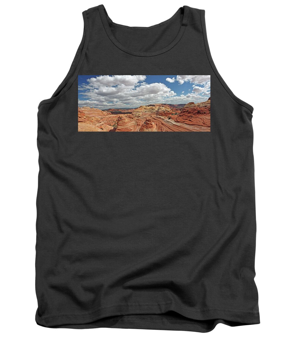 Coyote Buttes Panorama Arizona Erosion Sandstone Wave South Tank Top featuring the photograph Coyote Buttes South Panorama by Farol Tomson